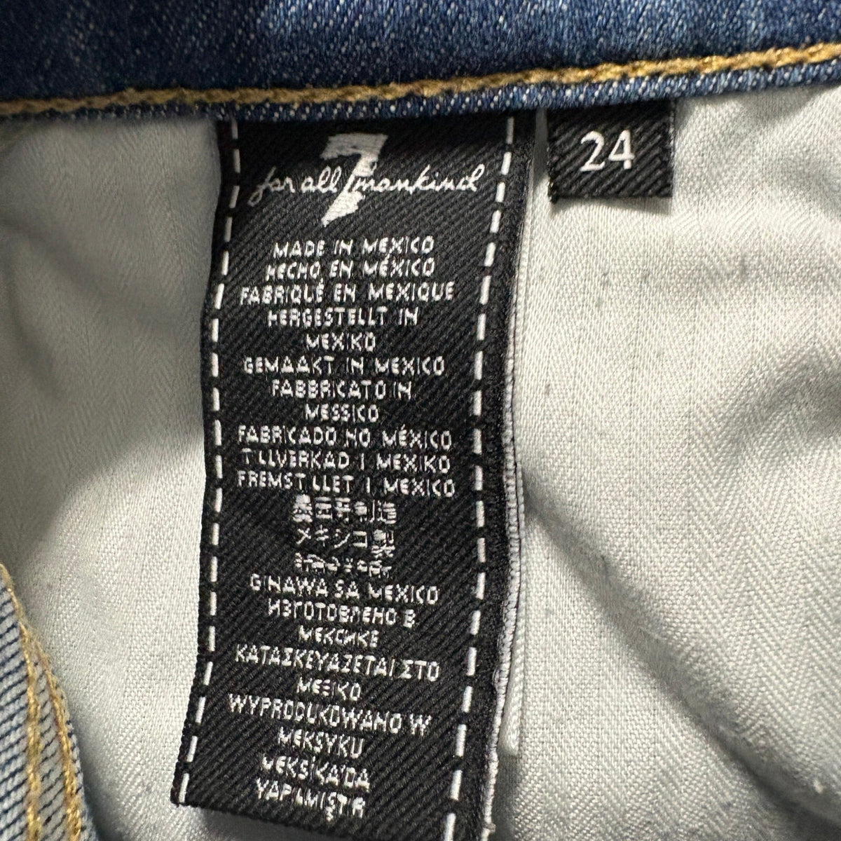 7 For All Mankind High Waist Josefina Jeans Womens 24 Distressed Button Fly Blue