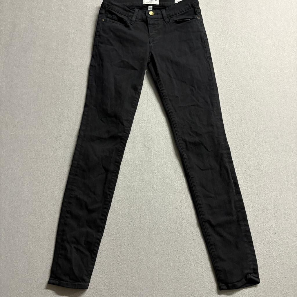 Frame Denim Le Skinny de Jeanne Jeans Womens 24 Black Film Noir Stretch Slim