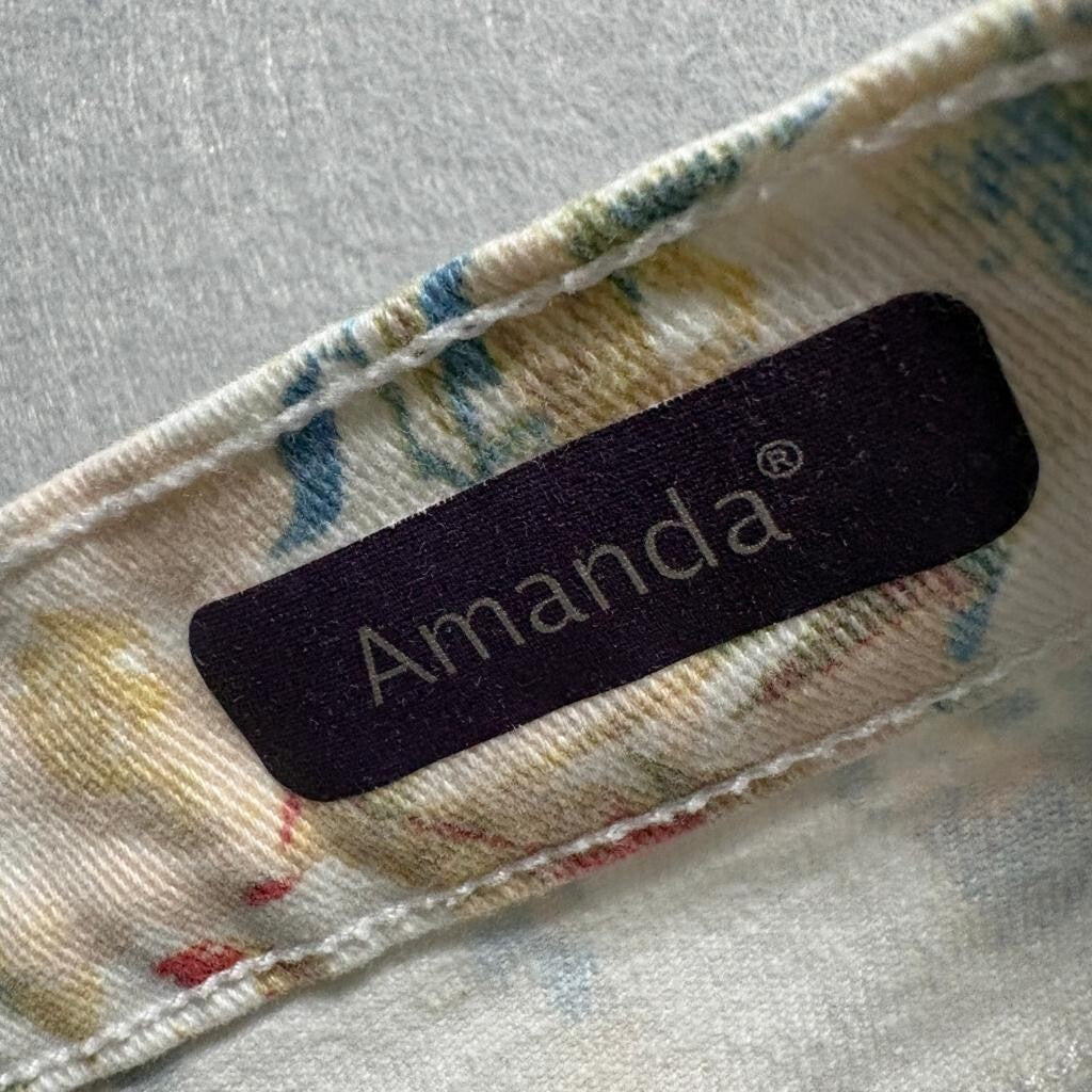 Gloria Vanderbilt Amanda Crop Pants Womens 6 Floral Stretch Denim Capris