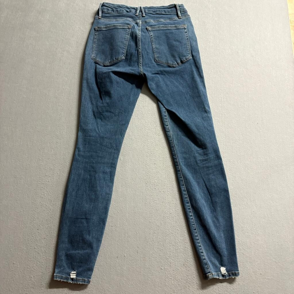 Good American Good Legs Distressed Skinny Jeans Womens Size 4/27 Blue Stretch