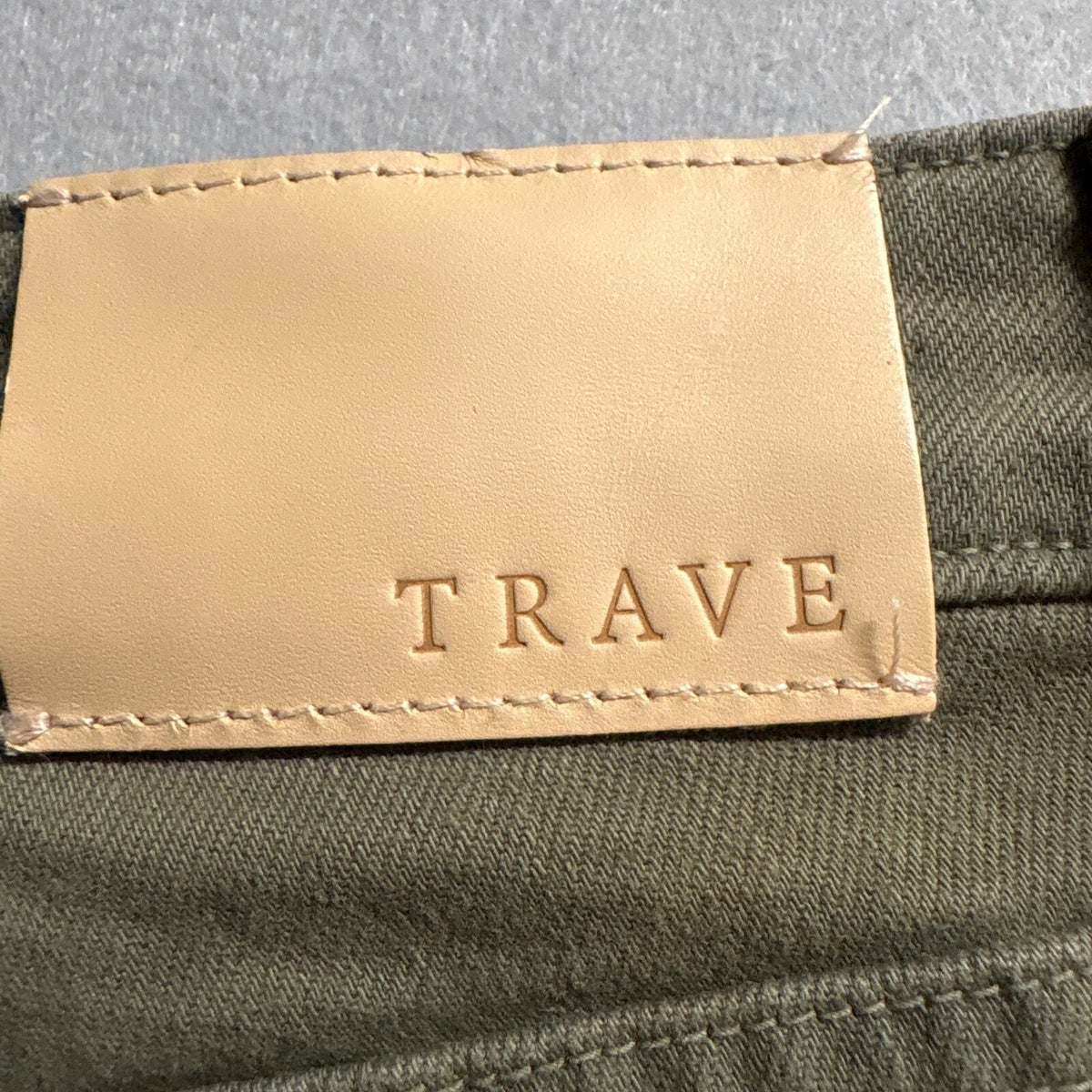 Trave Denim Colette Green Tambourine Jeans Womens Size 25 Raw Hem Made in USA