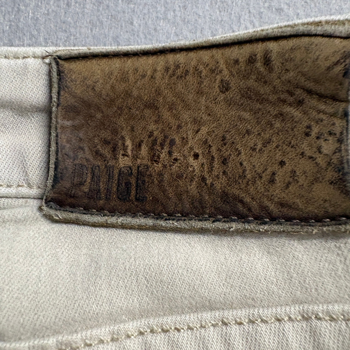 Paige Federal Slim Straight Jeans Mens 33 Beige Tan Stretch Denim Made in USA