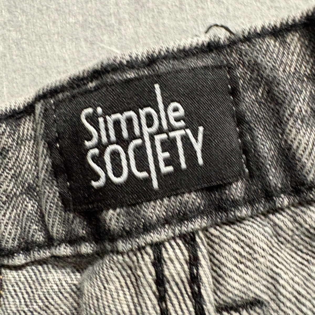Simple Society Womens Acid Wash Wide Leg Barrel Jeans Black Gray Size 25x27