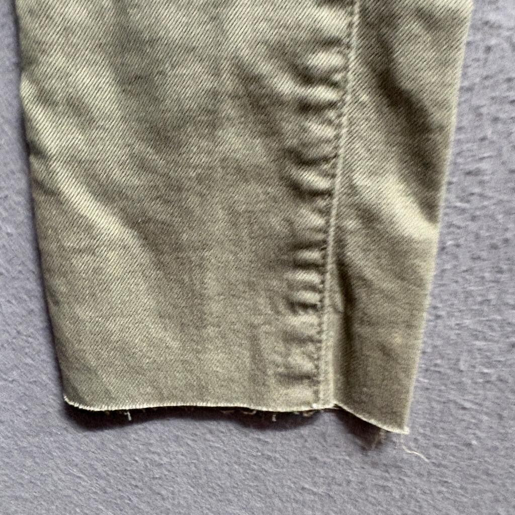Zara Trafaluc Slim Jeans Womens 2 Green Olive Raw Hem Stretch Denim Pants