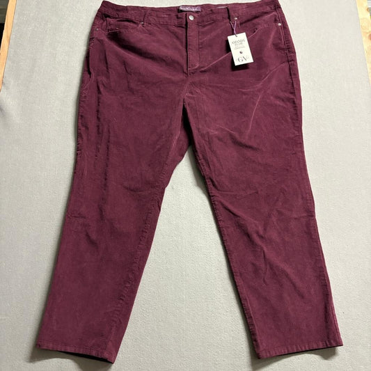 Gloria Vanderbilt Amanda Slim Corduroy Pants Womens 26W Purple Huckleberry New