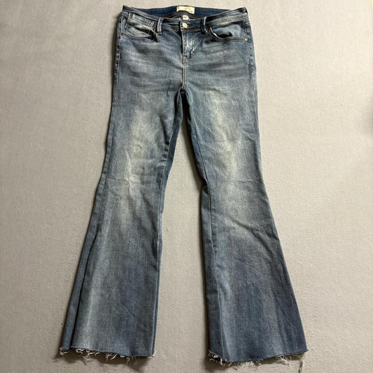 Austin Landing Flare Jeans Womens 9/29 Blue Denim Raw Hem Stretch High Rise