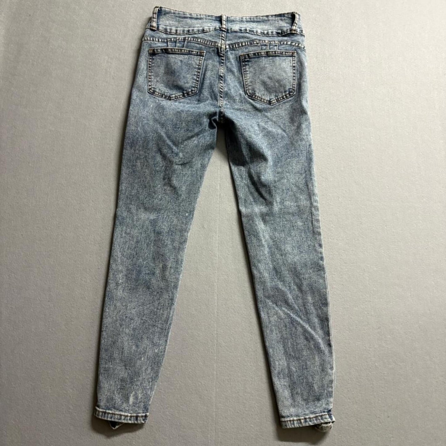 Between Us Skinny Jeans Womens Size 11 Blue Acid Wash Distressed High Rise