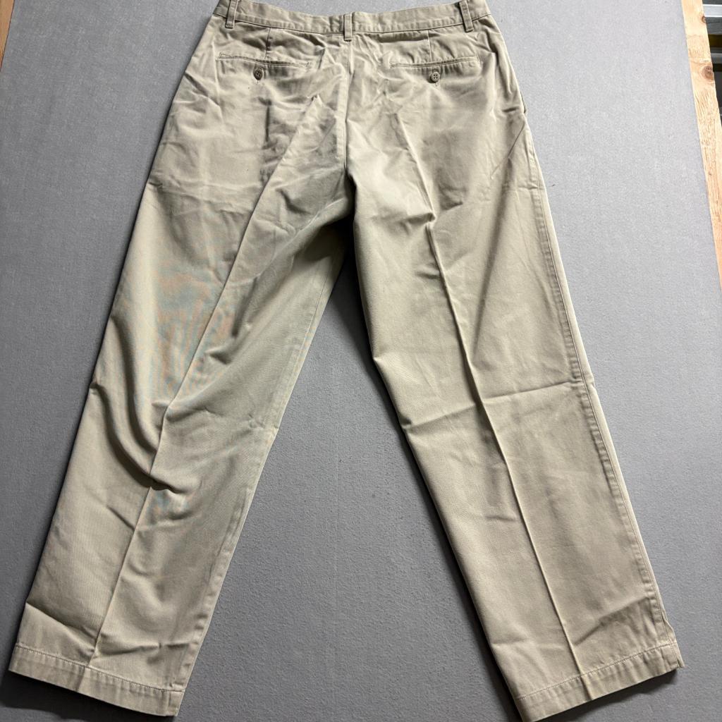 Merona Mens Chino Pants 38x32 Beige Khaki 100% Cotton Flat Front Casual