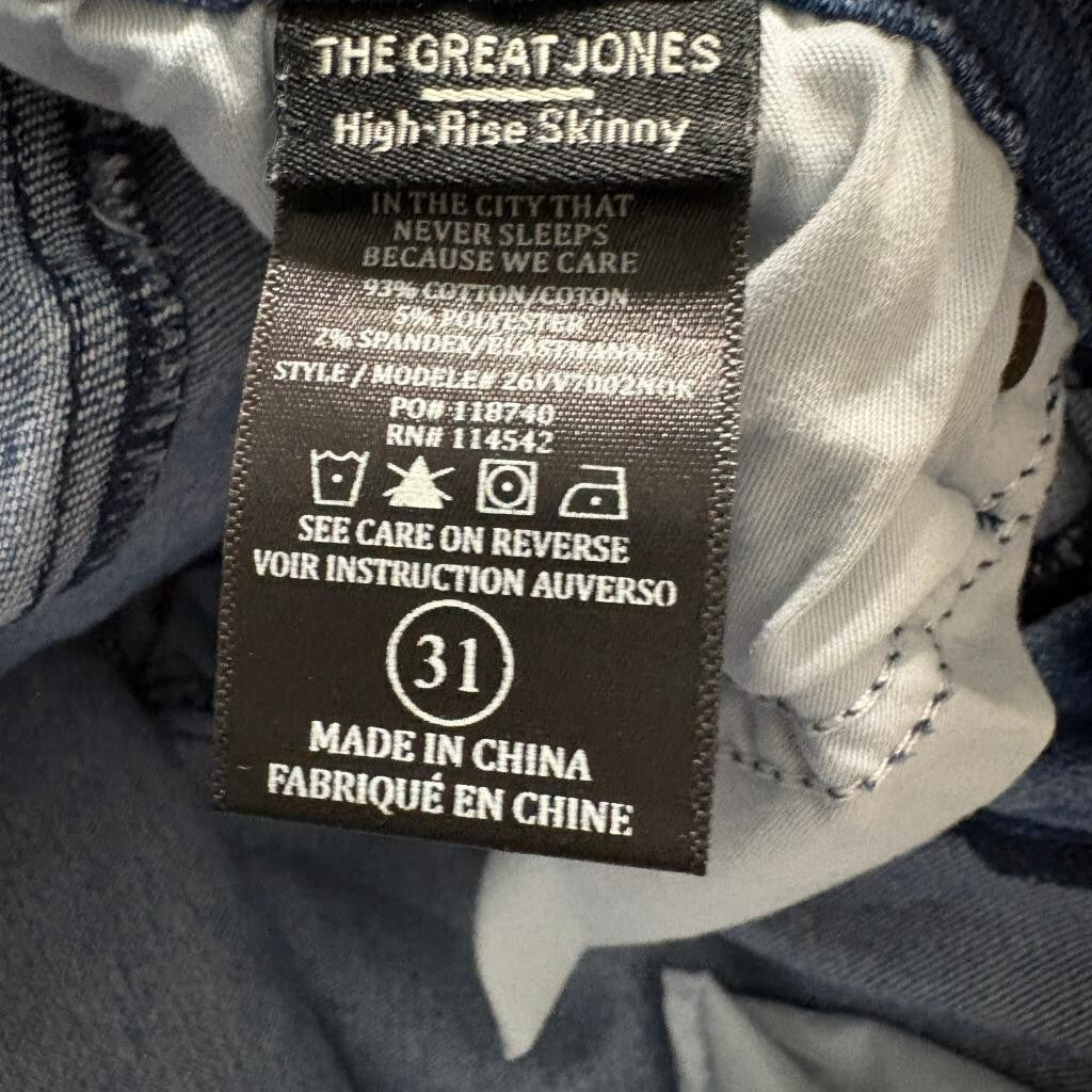 BlankNYC The Great Jones High Rise Skinny Jeans Womens 31 Distressed Blue Denim