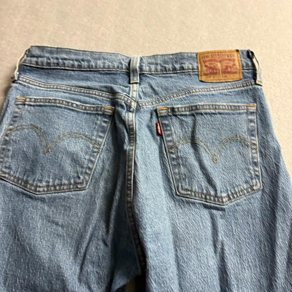Levi's 501 S Skinny Jeans Mens 29x30 Distressed Raw Hem Light Wash Denim