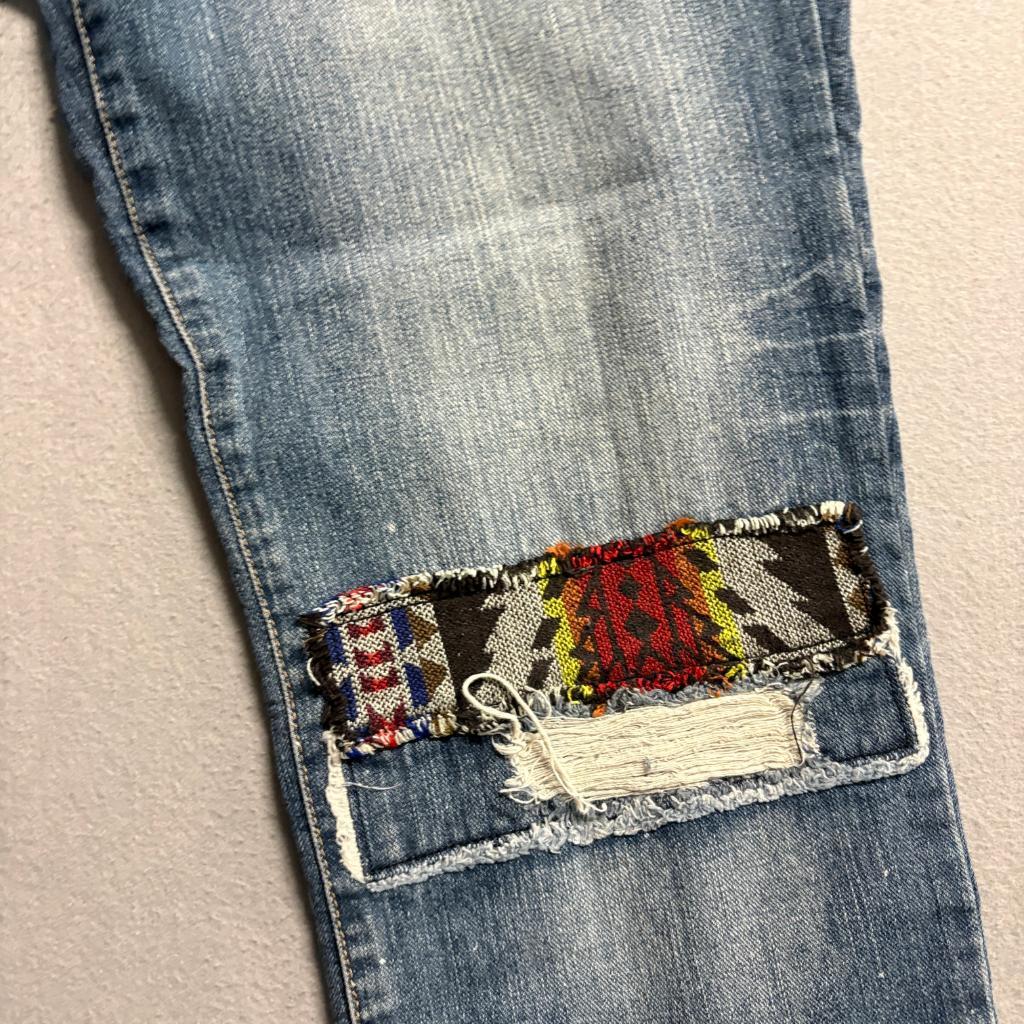 Rewash Vintage Reunion Patchwork Jeans Womens 13/14 Distressed Boho Denim