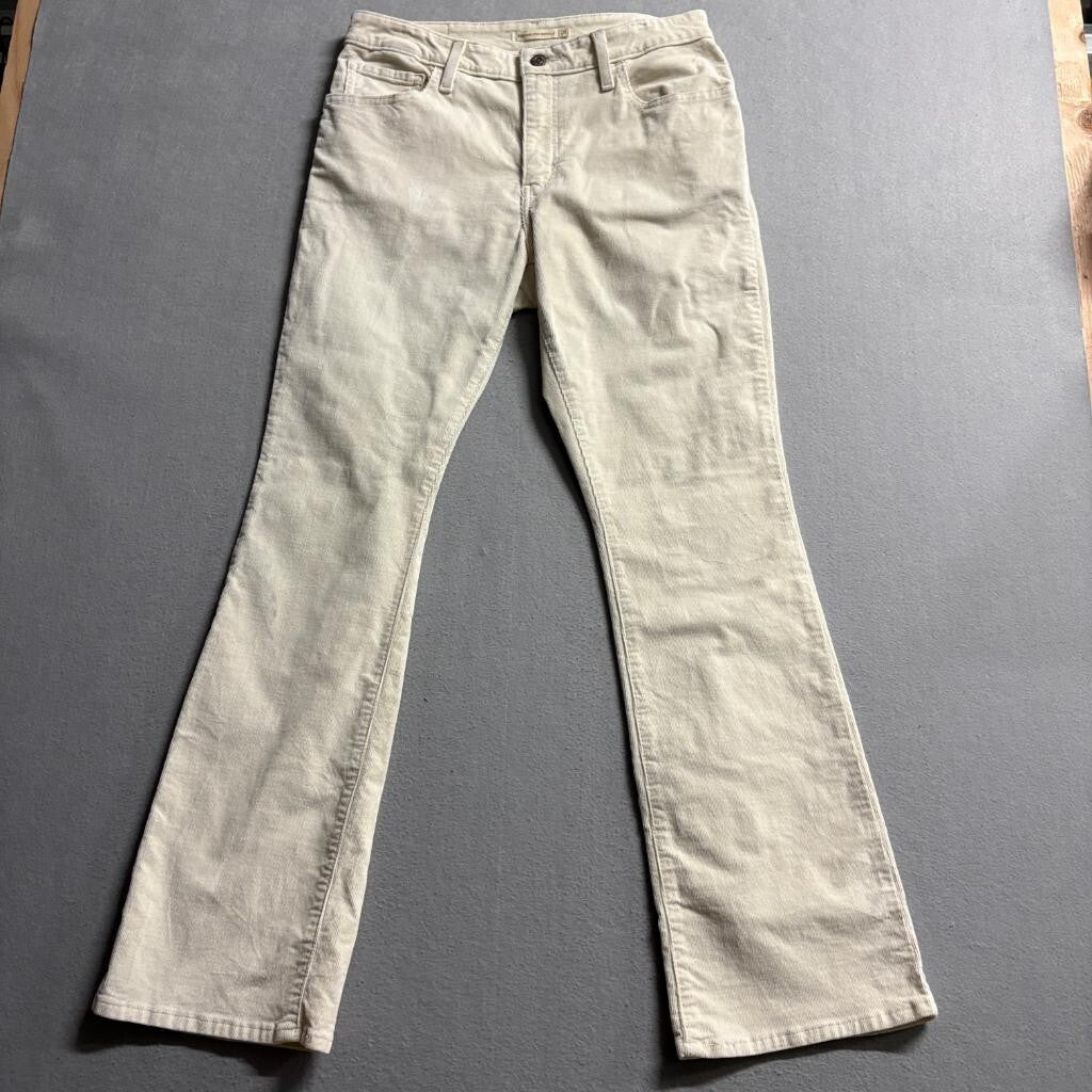 Levi's 725 High Rise Bootcut Corduroy Pants Womens 31x32 Cream Off White Stretch