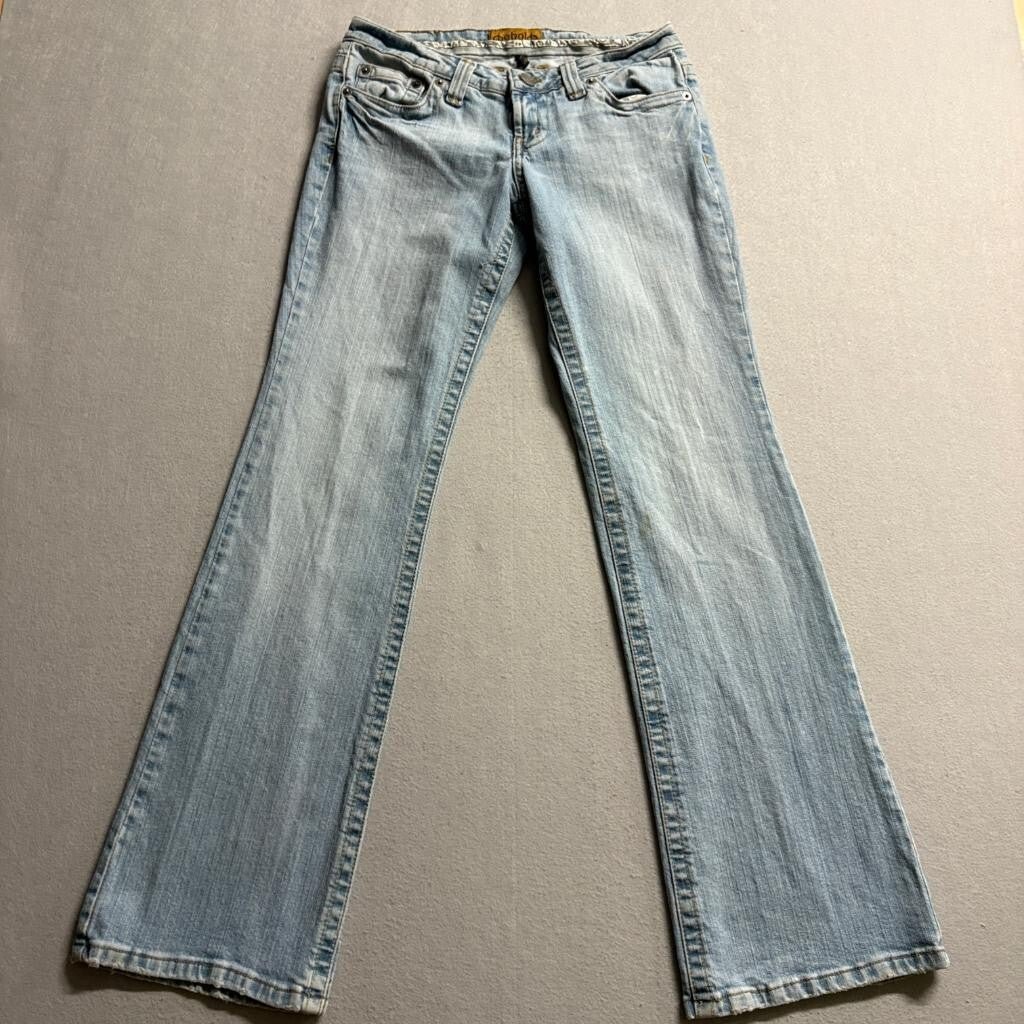 Behold Amber Flare Leg Jeans Juniors Size 5 Light Wash Denim Low Rise