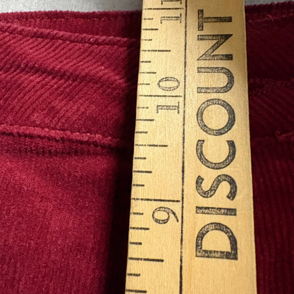 Saints & Hearts Corduroy Flare Pants Large Red Raw Hem High Rise Stretch Bell
