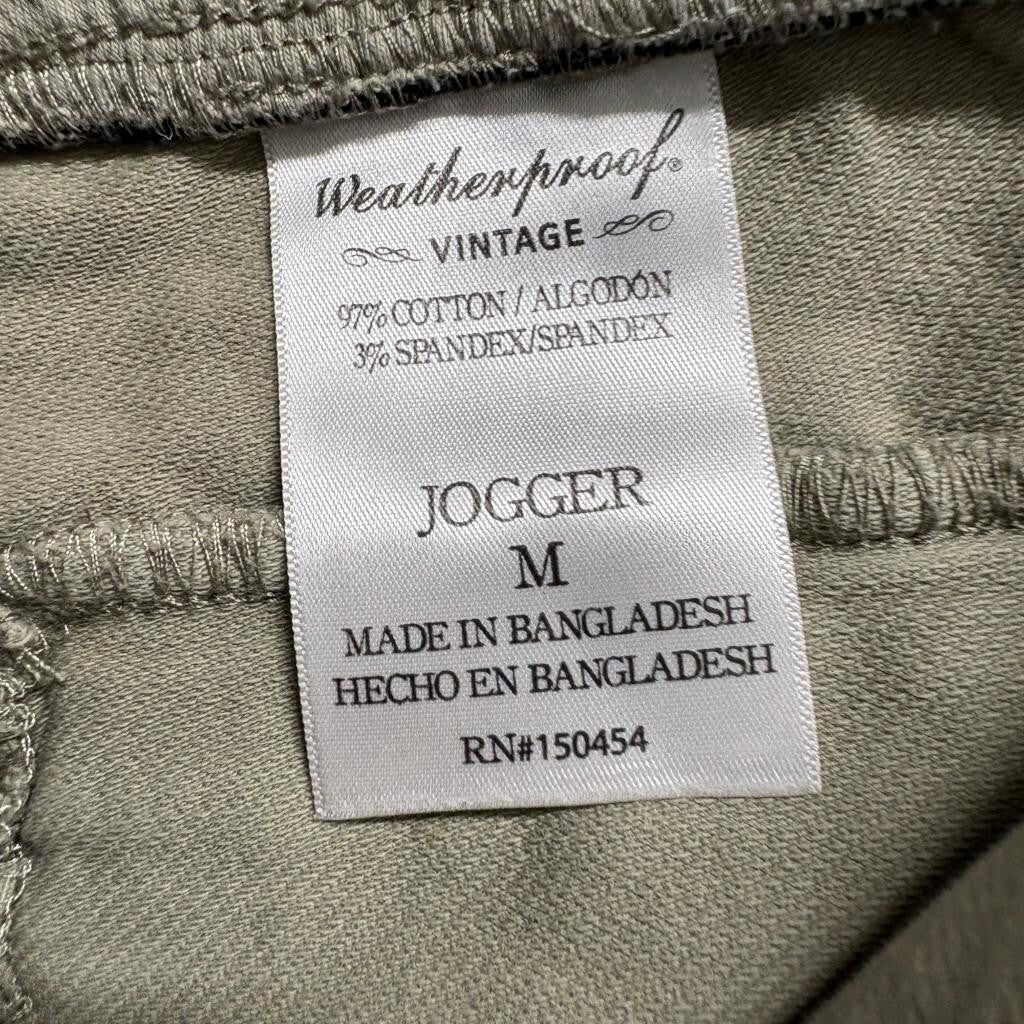 Weatherproof Vintage Mens Jogger Pants Medium Green Cotton Blend Stretch