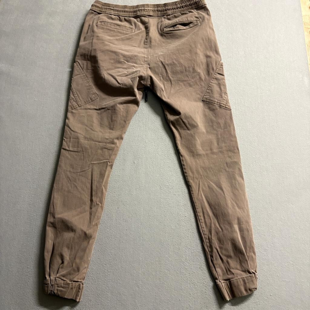 Across The Pond Signature Line Mens Medium Brown Cargo Jogger Pants Stretch