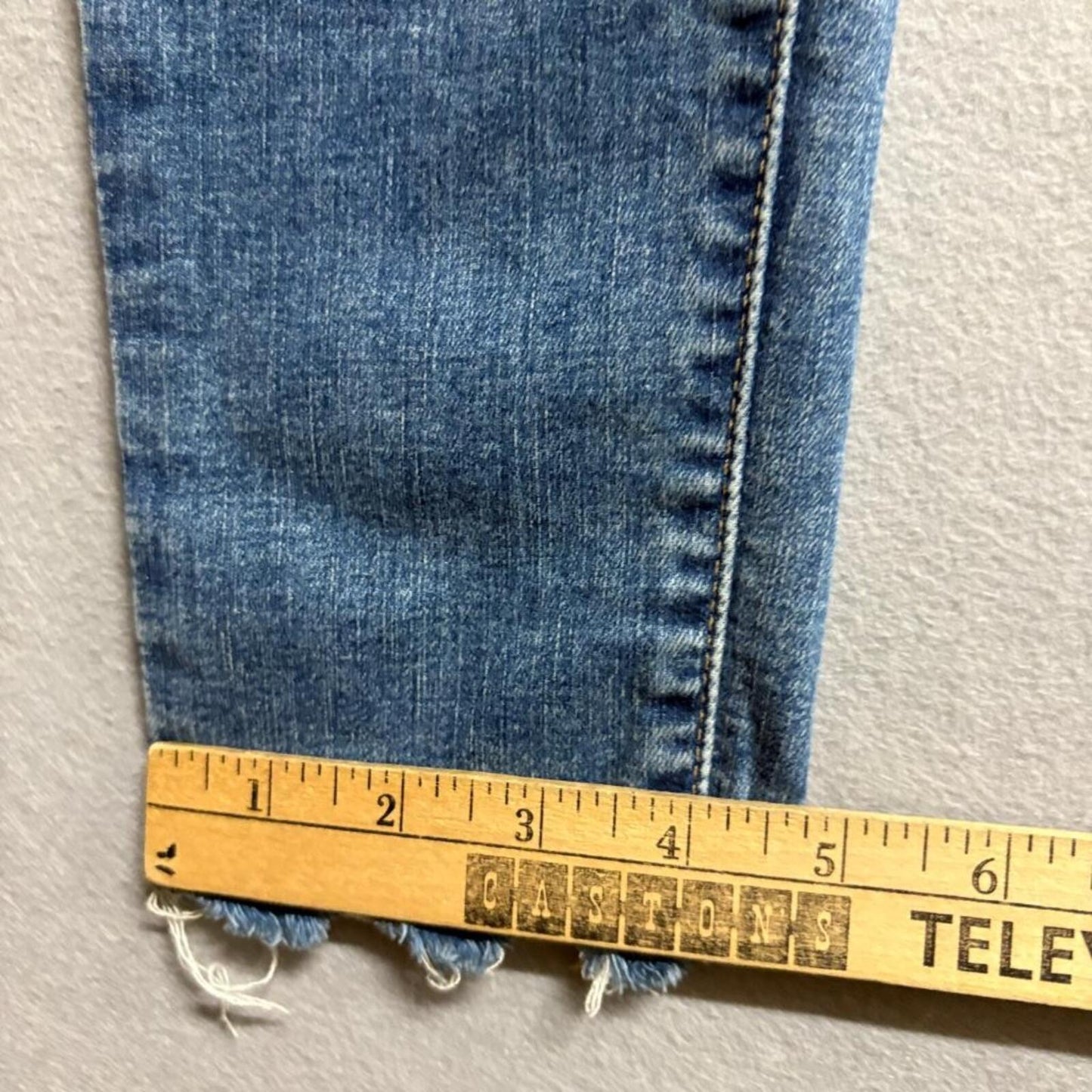 Levi's 720 High Rise Super Skinny Jeans Womens 27x30 Blue Distressed Raw Hem