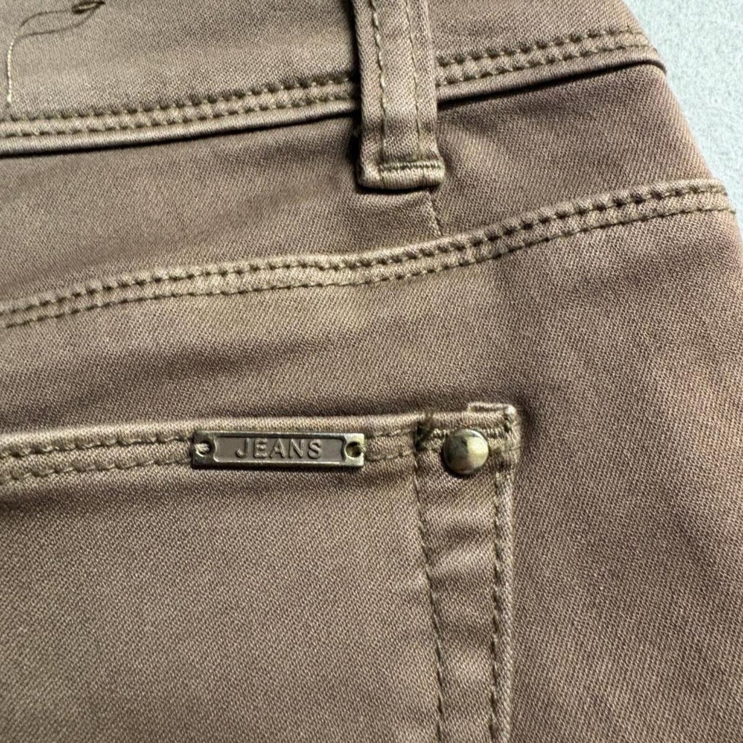 Miss Bonbon Skinny Jeans Womens Size S Brown Stretch Cuffed Denim Low Rise