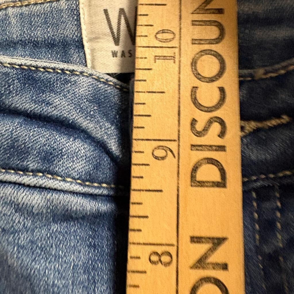 Wash Lab Denim Wide Leg Jeans Womens Size 24 Blue Raw Hem Side Slit High Rise