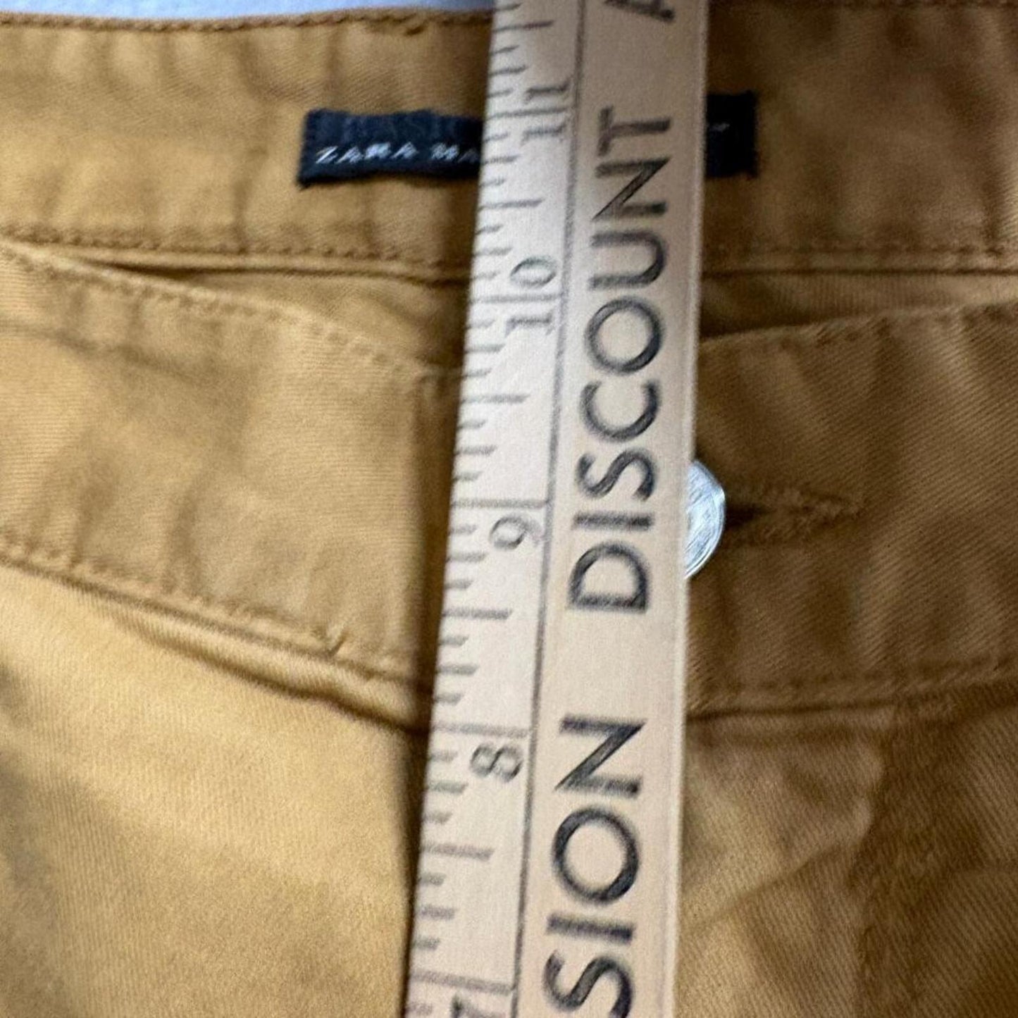 Zara Man Basic Slim Jeans Mens Size 36 Mustard Yellow Stretch Denim Pants