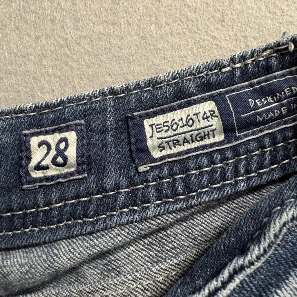 Miss Me Angel Wing Straight Jeans Womens 28 Blue Denim Embellished Flap Pocket