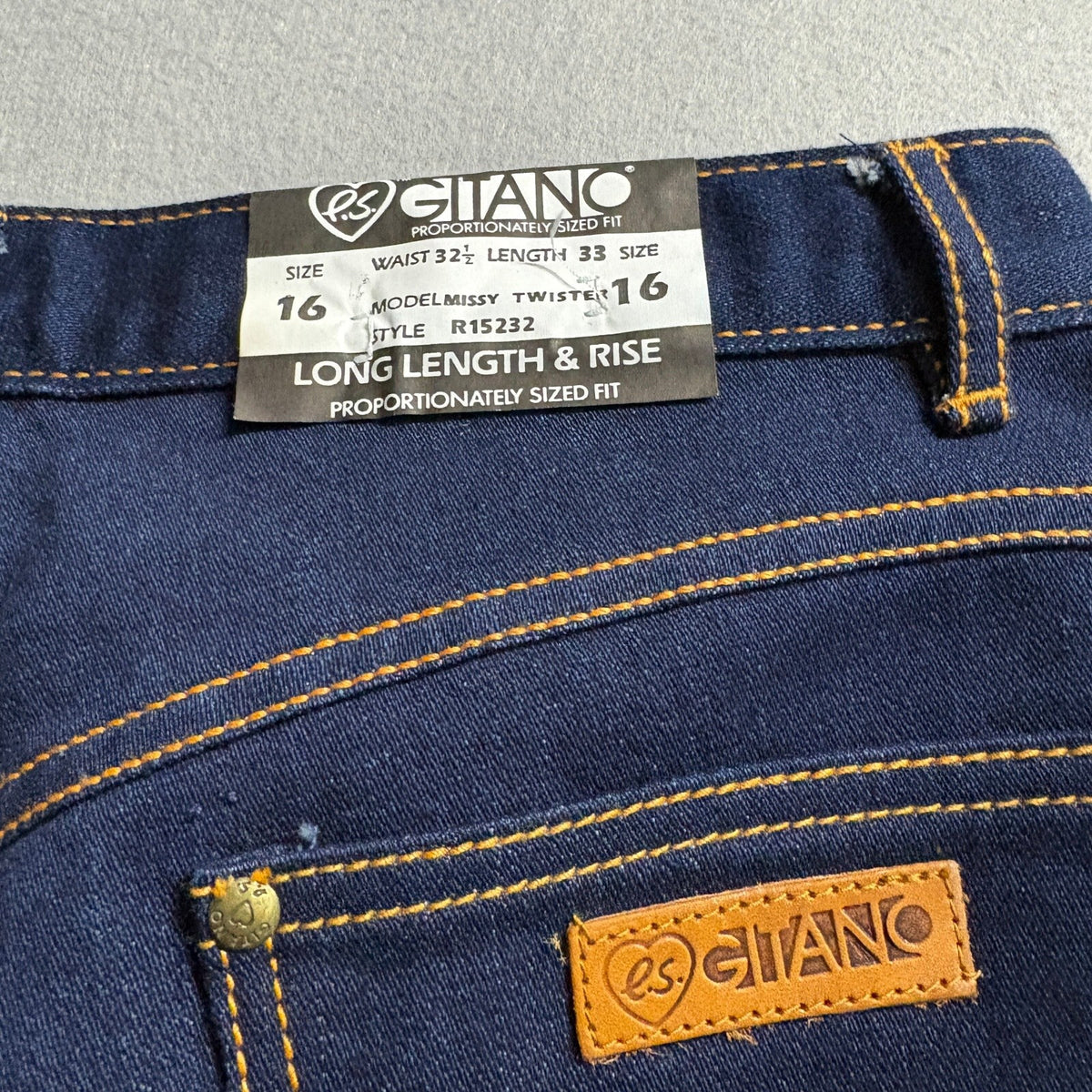 Vintage P.S. Gitano High Waist Jeans Womens 16 Long Dark Wash Power Stretch NWT