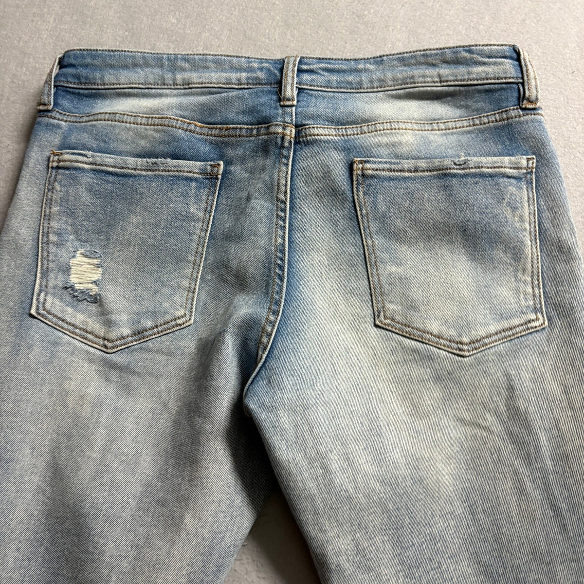 Fashion Nova Men Novamen Distressed Skinny Jeans Blue Denim Ankle Zip Size 32