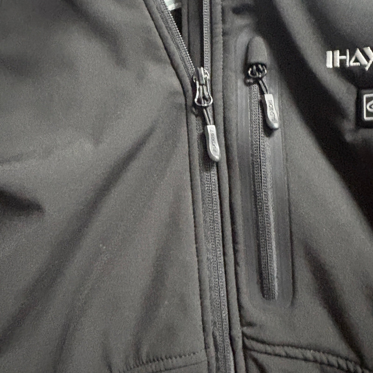 Ihayner Heated Jacket Mens Small Black Softshell Hooded Fleece Lined Coat