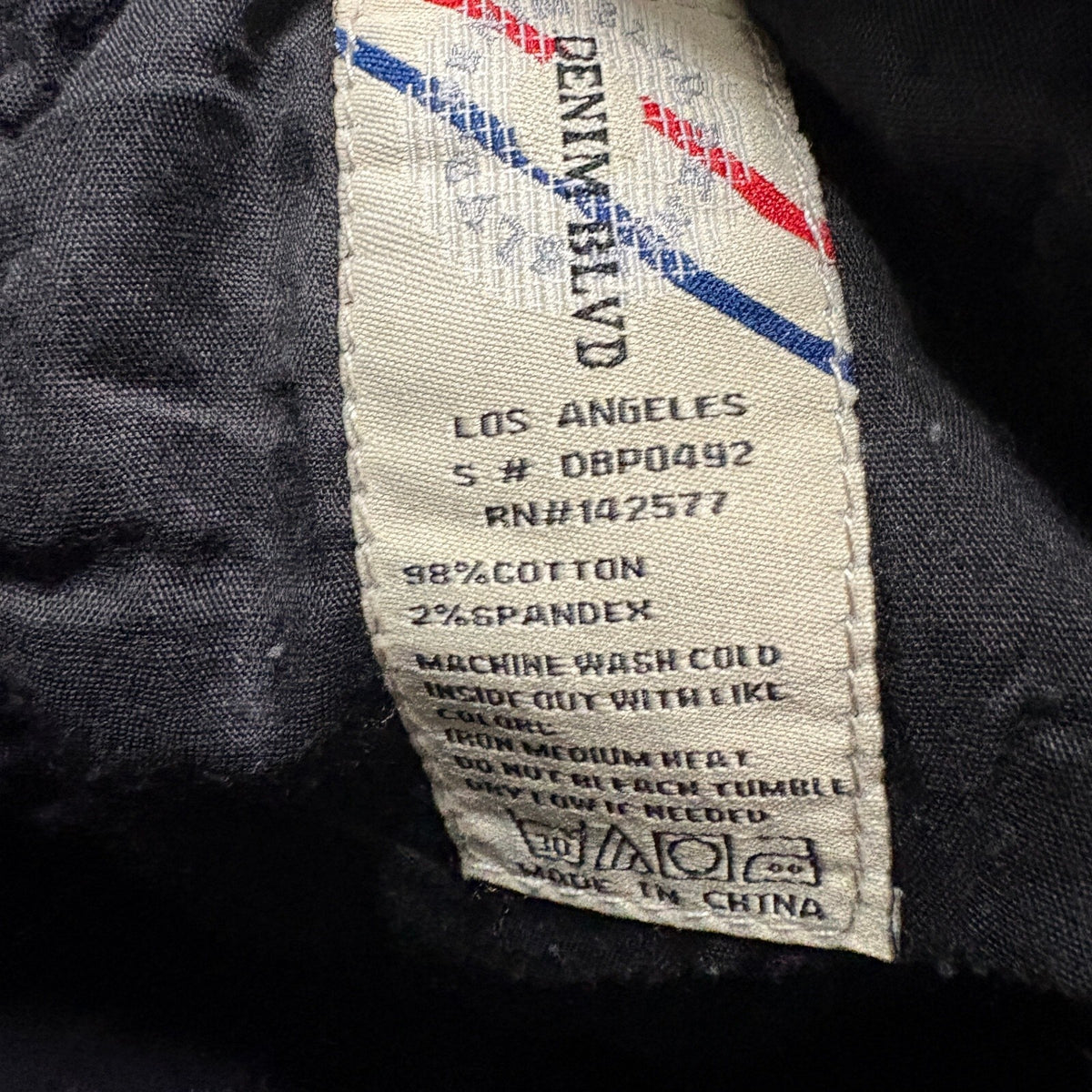 Denim Blvd Los Angeles Womens Jeans Size 11 Black Red Blue Side Stripe Raw Hem