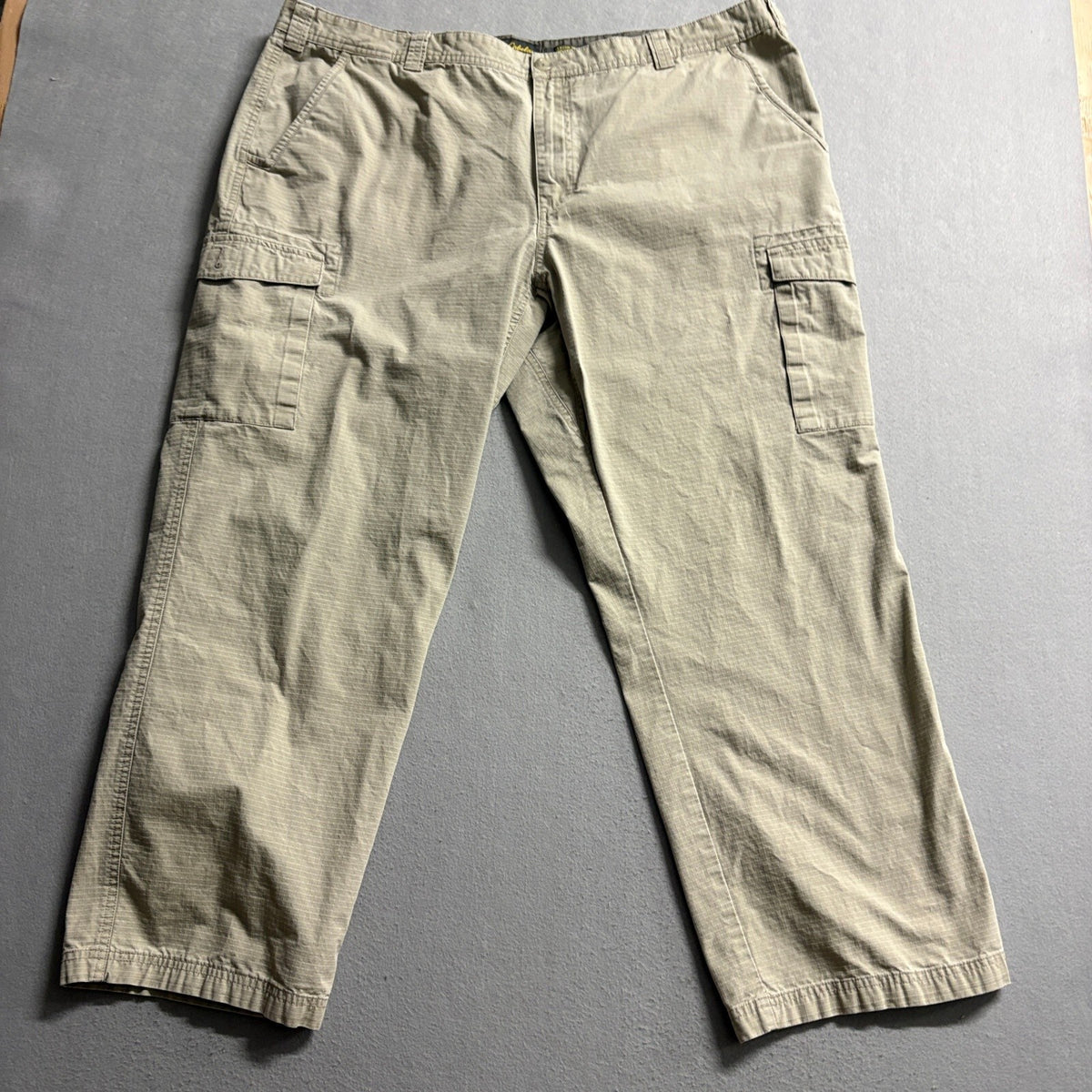 Cabelas Cargo Pants Mens 44x30 Tan Cotton Ripstop Classic Fit Outdoor Hiking