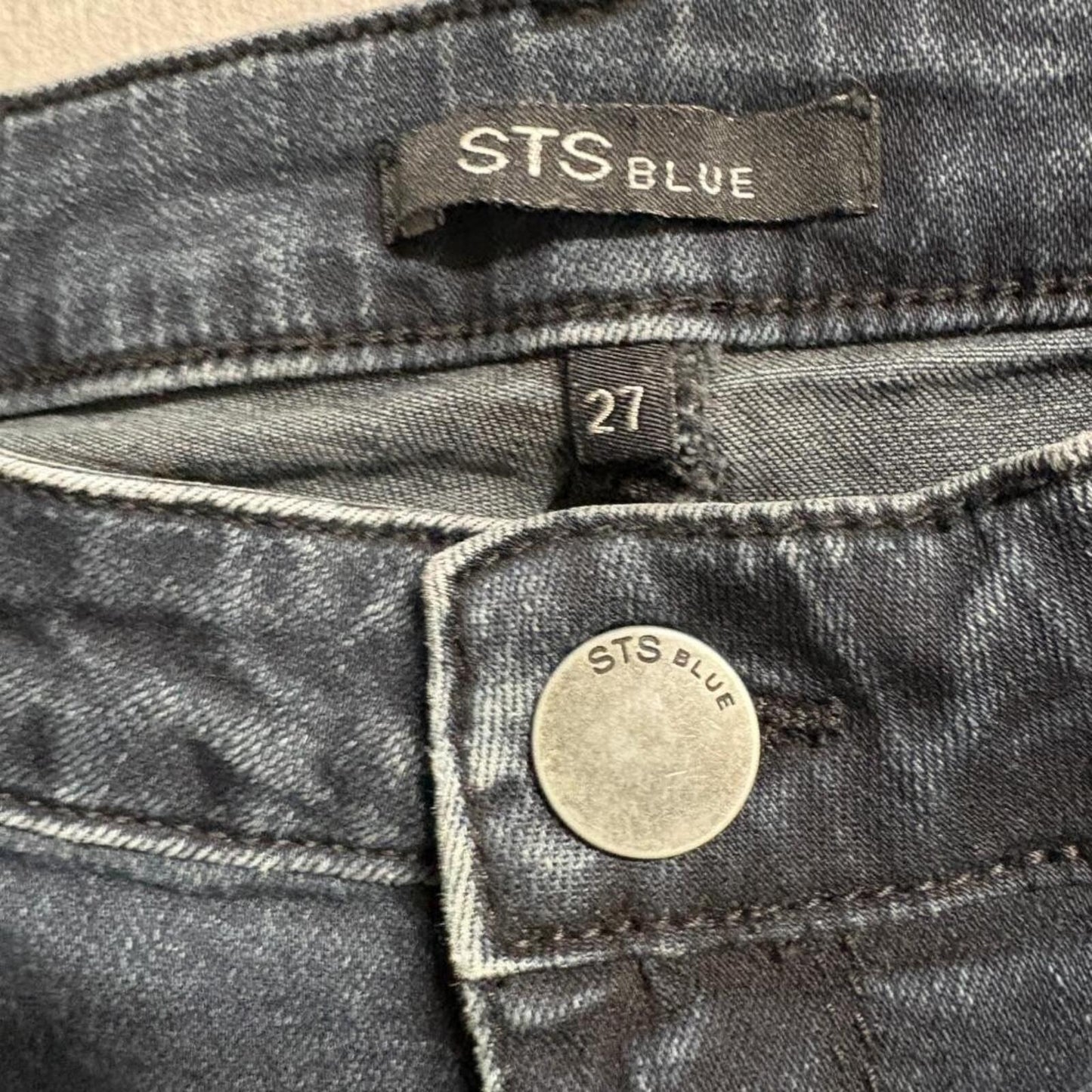 STS Blue Skinny Jeans Womens 27 Dark Wash Blue Denim Moto Zipper Accents Stretch