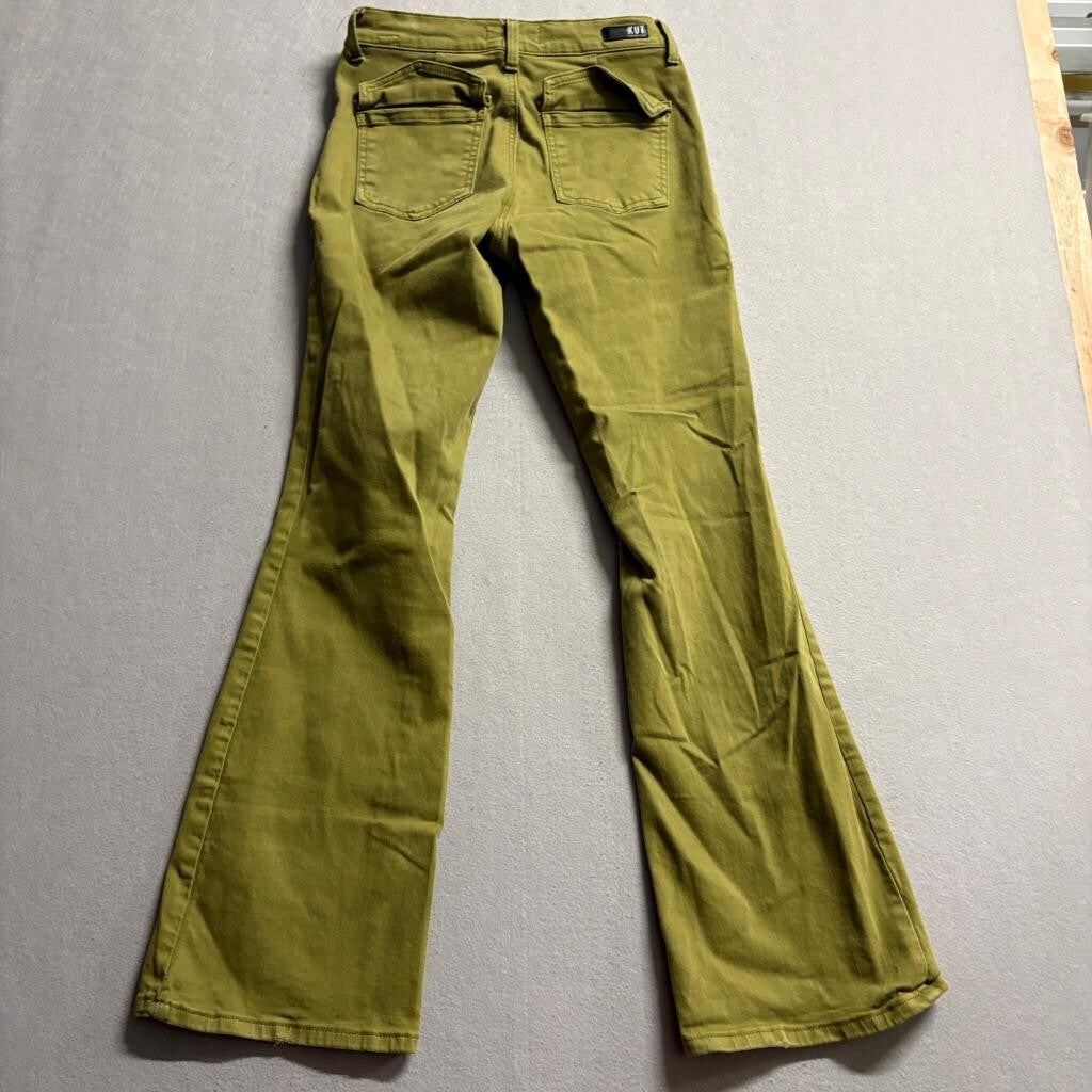 Kut from the Kloth Ana High Rise Flare Jeans Womens Size 6 Green Stretch Denim