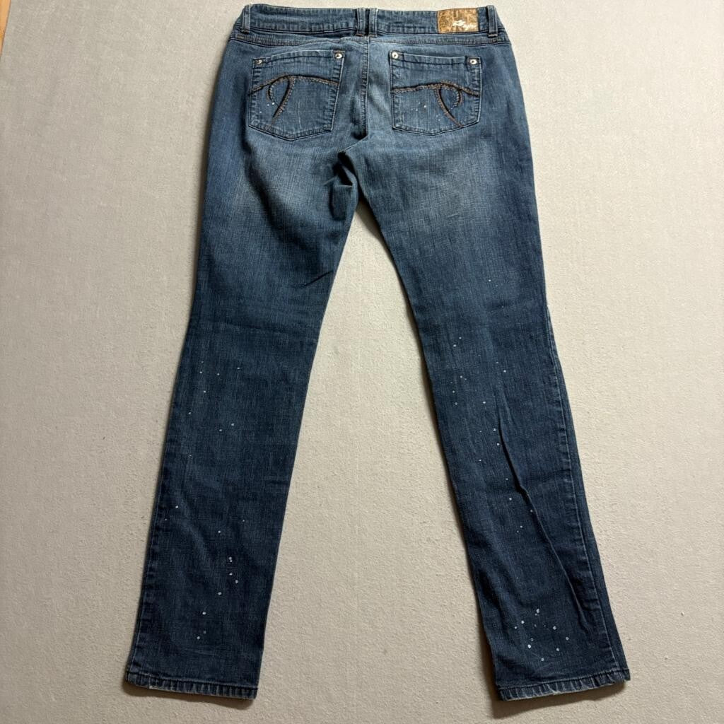 Tyteo Distressed Jeans Womens 13 Blue Denim Paint Splatter Low Rise Stretch