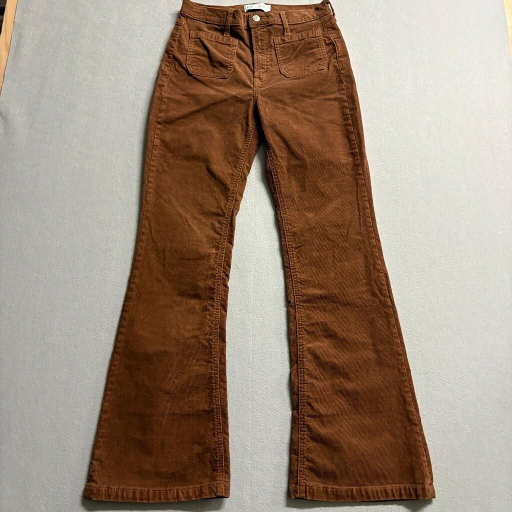 Gap 70s Flare Corduroy Pants Womens 27 4R Brown High Rise Stretch Retro