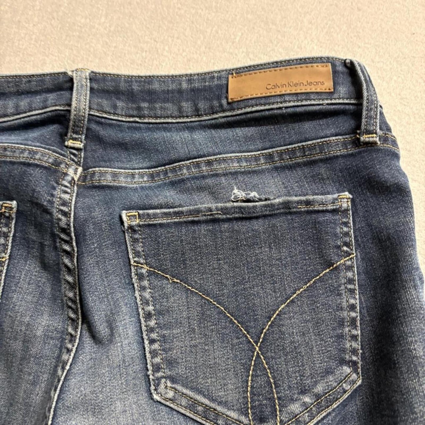 Calvin Klein Jeans Womens W30 L30 Straight Leg Blue Denim Stretch Pants
