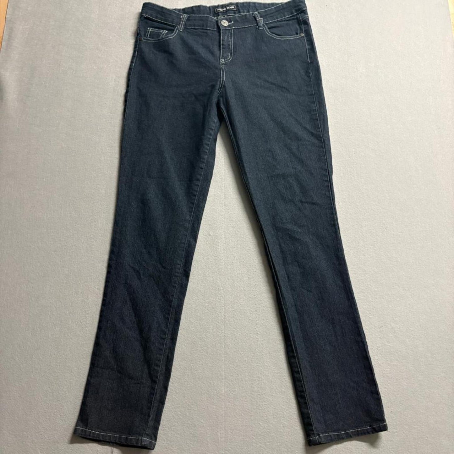 Hydrant Denim Jeans Womens 14 Dark Wash Embroidered Rhinestone Pockets Stretch