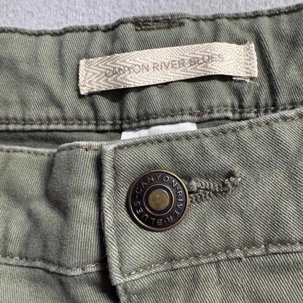Canyon River Blues Cargo Pants Womens 14 Green Utility Skinny Ankle Zip Stretch