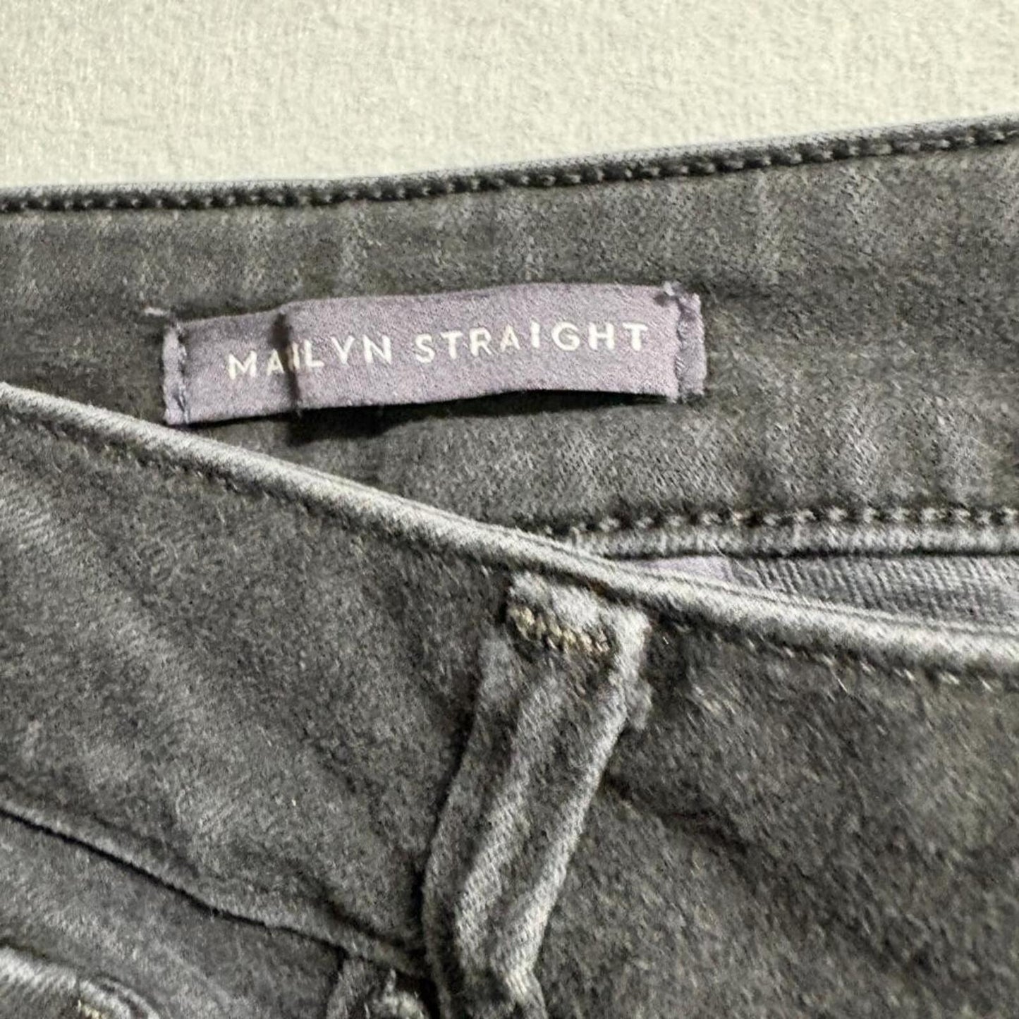 NYDJ Marilyn Straight Crop Jeans Womens 14P Black Fray Hem Stretch Denim