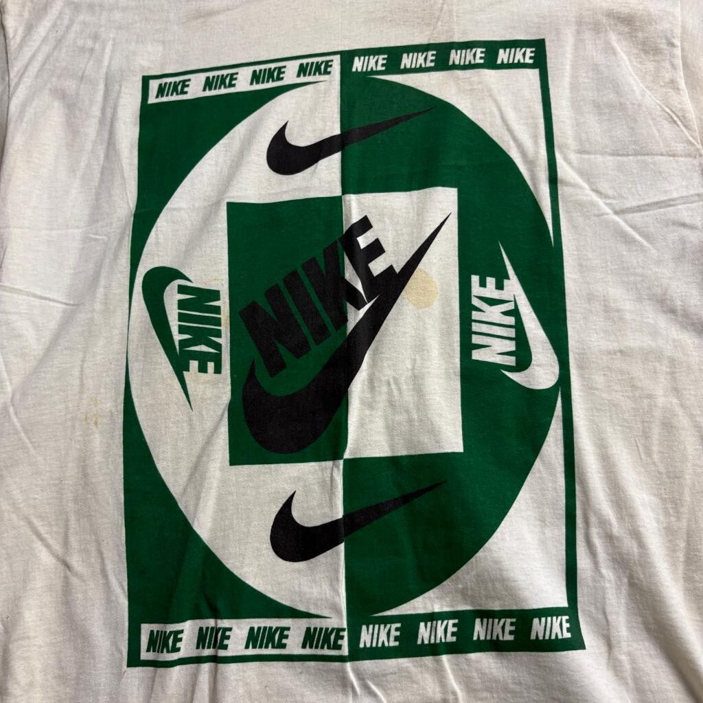 Vintage 90s Nike Graphic T-Shirt Mens XL White Green Swoosh Oneita Power-Pro