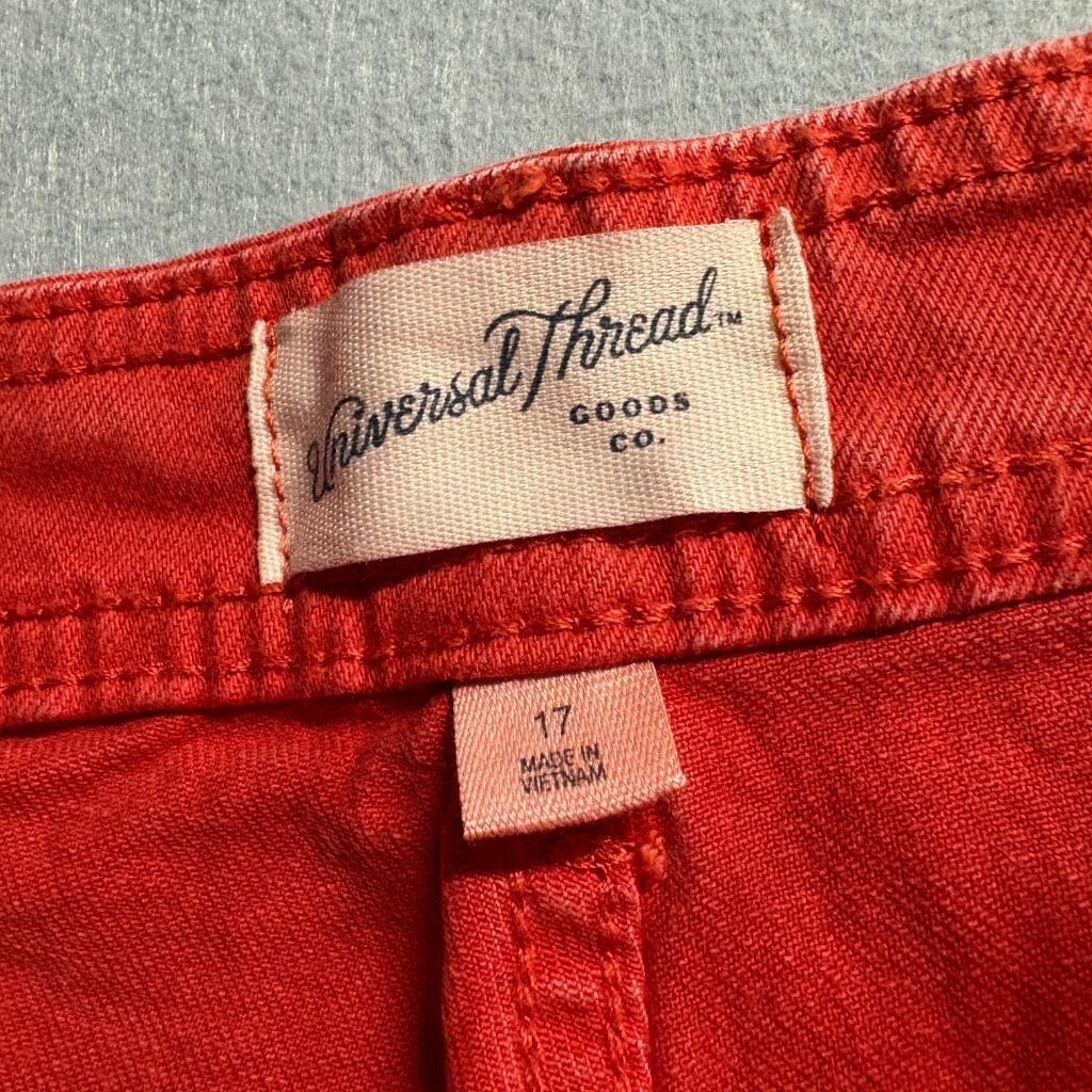 Universal Thread Sailor Wide Leg Jeans Womens 17 Red High Rise Crop Stretch