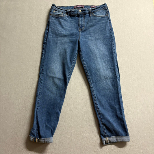 Gloria Vanderbilt Boyfriend Jeans Womens 8 Blue Denim Stretch Cuffed