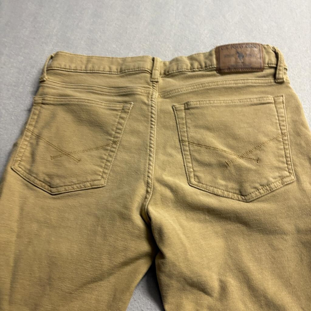 US Polo Assn Pants Mens 30x32 Tan Corduroy Stretch Slim Straight Chino Five