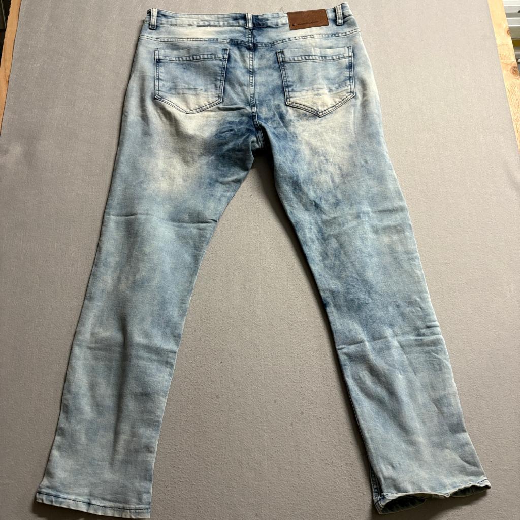 Brooklyn Laundry Jeans Mens 36x32 Light Wash Acid Bleach Distressed Stretch