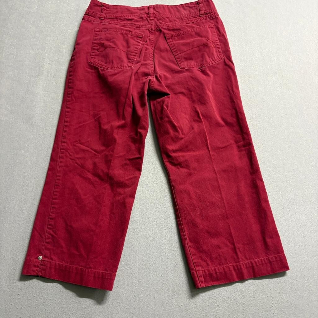 High Sierra Womens Red Cotton Denim Crop Jeans Size 6 Wide Leg Capris