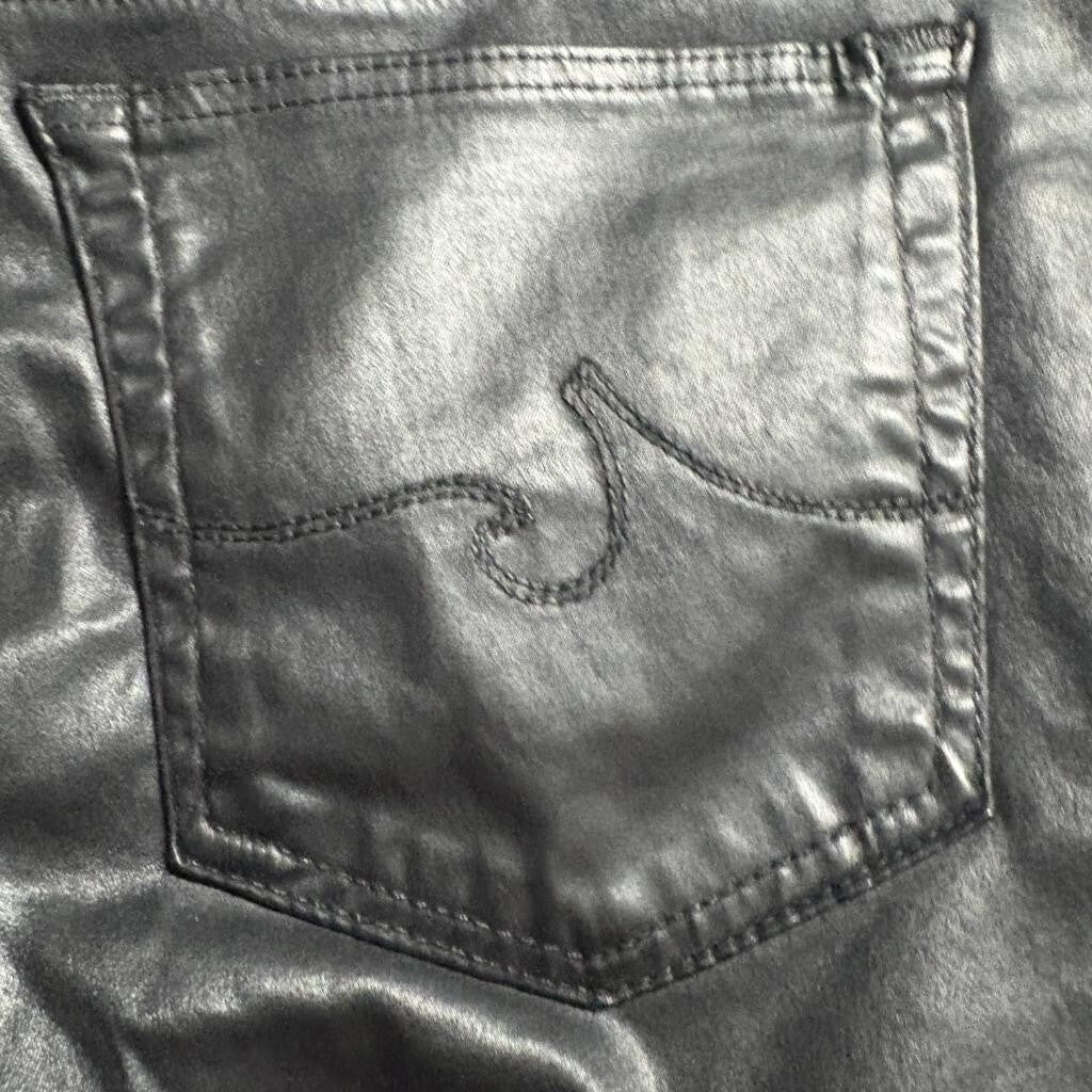 AG Adriano Goldschmied The Legging Ankle Jeans Womens 30R Black Coated Skinny