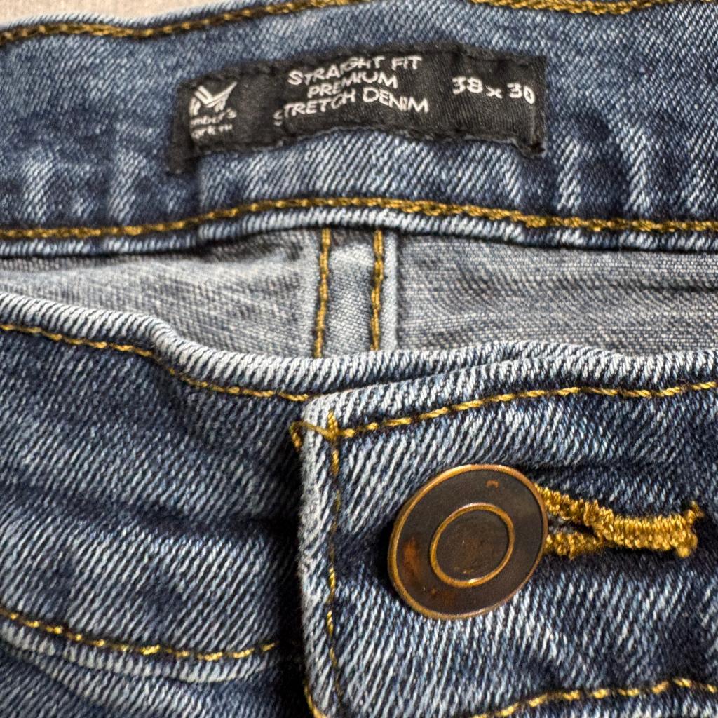 Member's Mark Jeans Mens 38x30 Blue Straight Fit Premium Stretch Denim TORN