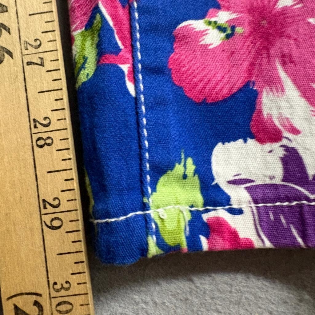 I & P Jeans Wear Floral Skinny Pants Womens Size 17 Blue Pink Purple Stretch