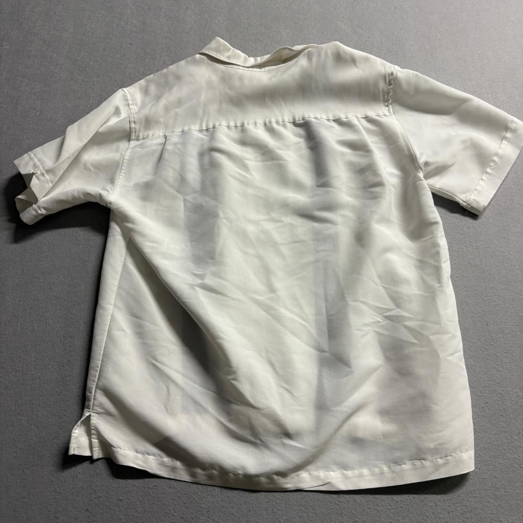 Havanera Guayabera Shirt Mens Medium White Rayon Blend Short Sleeve Cuban Camp
