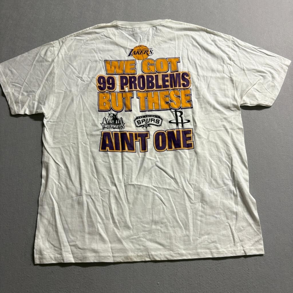 Vintage Los Angeles Lakers 2004 NBA Finals T-Shirt XL 99 Problems Bootleg White
