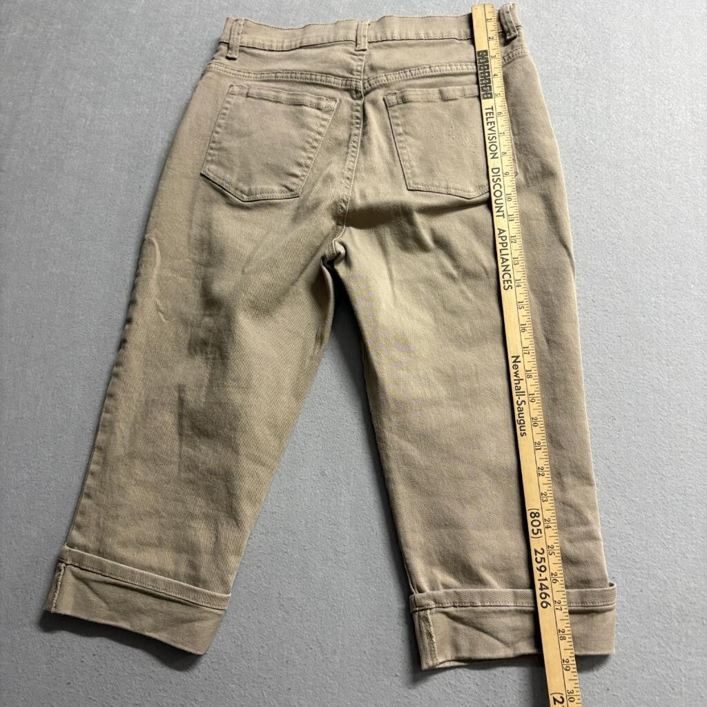 Gloria Vanderbilt Amanda Capri Jeans Womens Size 8 Khaki Brown Stretch Denim